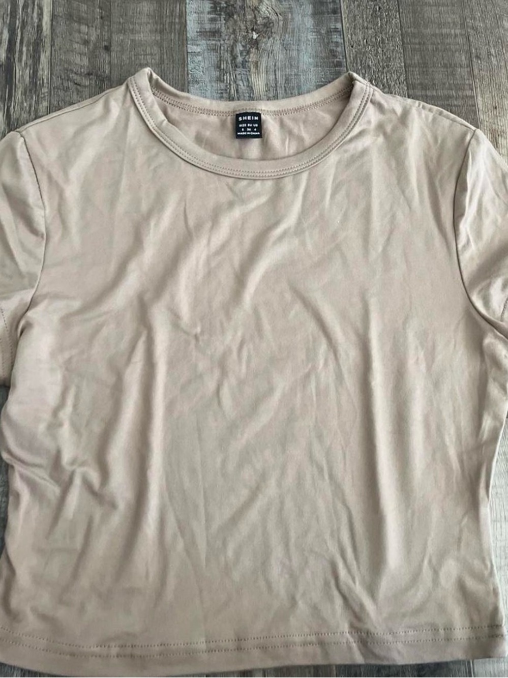 a new day Women's Cropped Crew Tee - Light Taupe